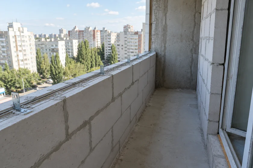 Кладка парапета из пеноблоков на балконе в Воронеже